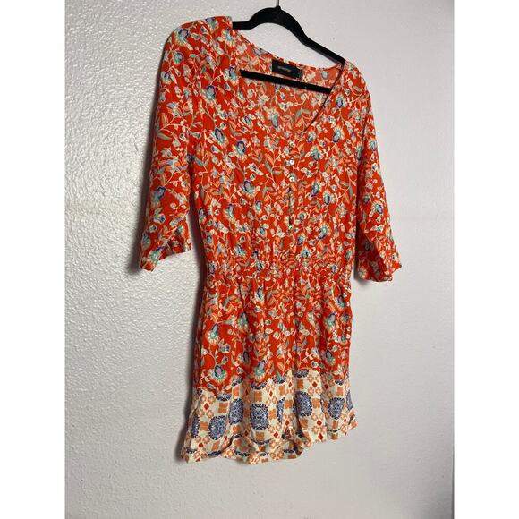Revolve MINKPINK Orange Floral Print Romper - Picture 2 of 6